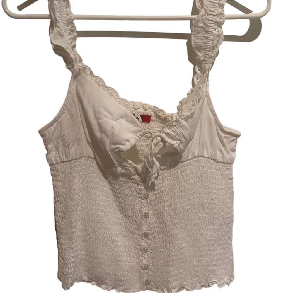 Guess White Lace Detail Top
